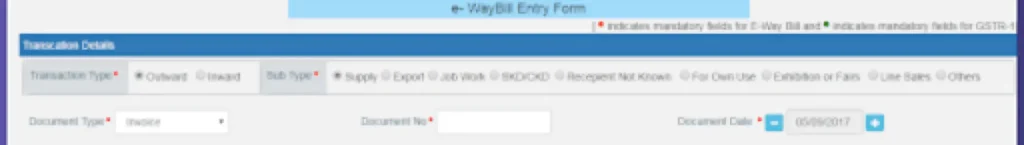 e=WayBill Entry Form